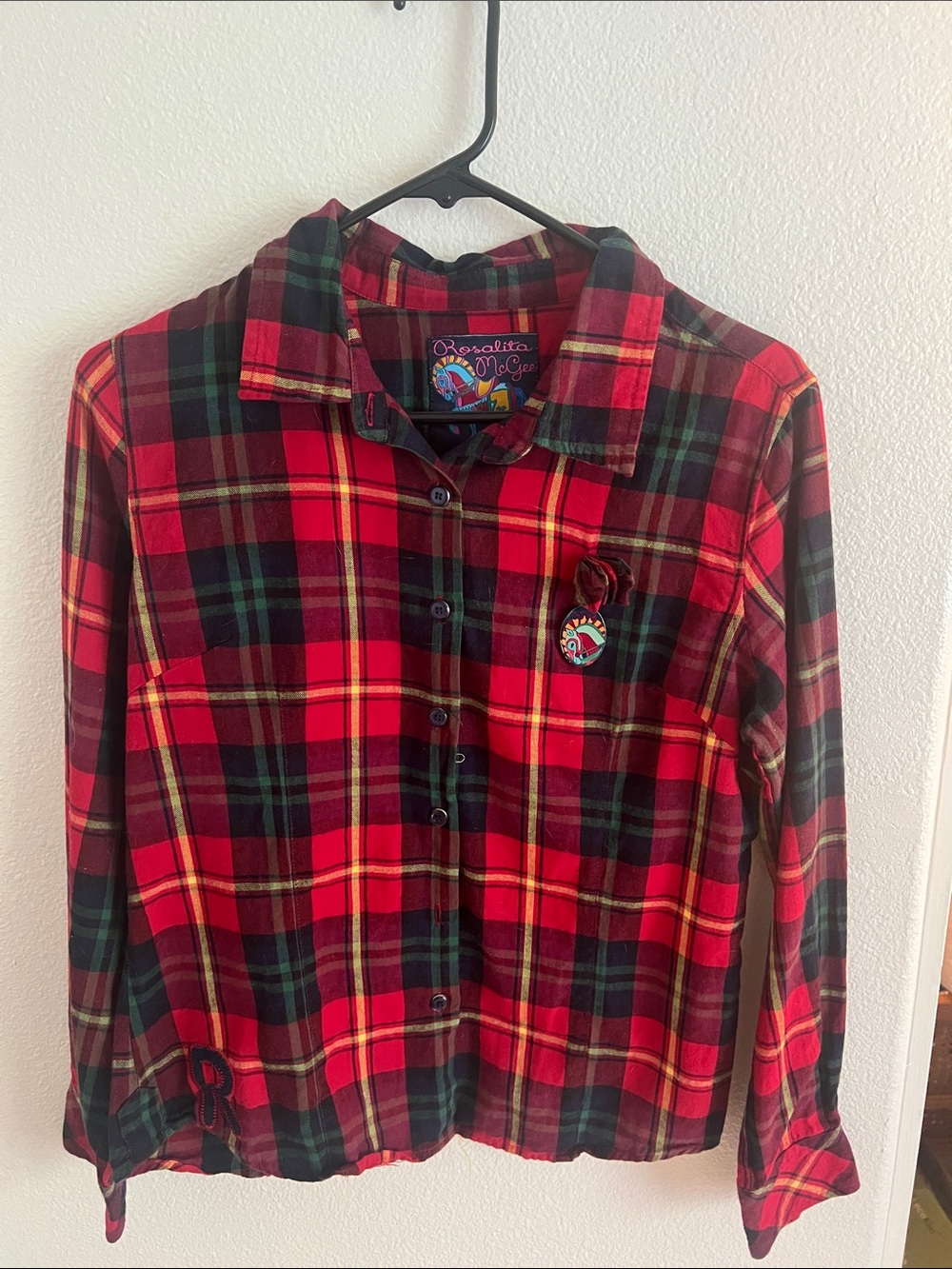 Red Plaid Button-Down Shirt